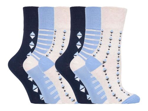 6 Pairs Ladies Gentle Grip Non Elastic Socks 4-8 UK (SOLRH178) (4-8 UK)