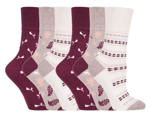 6 Pairs Ladies Gentle Grip Non Elastic Socks 4-8 UK (SOLRH181) (4-8 UK)