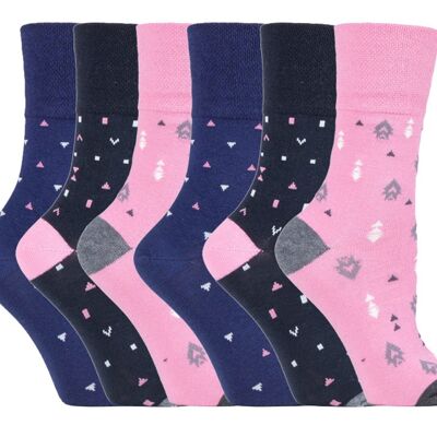 6 Pairs Ladies Gentle Grip Non Elastic Socks 4-8 UK (SOLRH205) (4-8 UK)