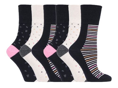 6 Pairs Ladies Gentle Grip Non Elastic Socks 4-8 UK (SOLRH206) (4-8 UK)