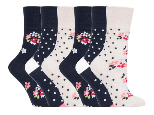 6 Pairs Ladies Gentle Grip Non Elastic Socks 4-8 UK (SOLRH209) (4-8 UK)
