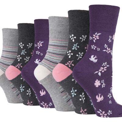 6 Pairs Ladies Gentle Grip Non Elastic Socks 4-8 UK (SOLRH214G3-X6) (4-8 UK)