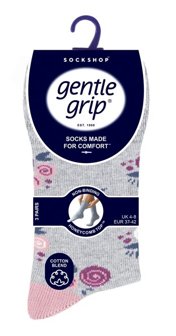 6 paires de chaussettes non élastiques Gentle Grip pour femmes 4-8 UK (SOLRH216G3-X6) (4-8 UK) 2