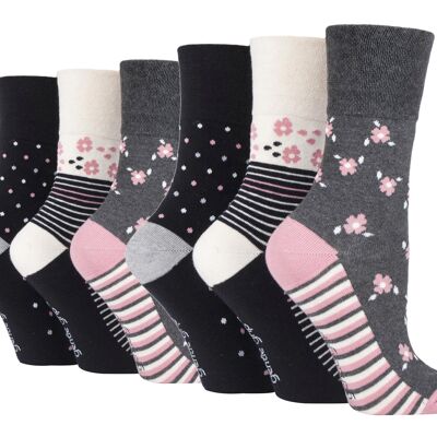 6 Pairs Ladies Gentle Grip Non Elastic Socks 4-8 UK (SOLRH217G3-X6) (4-8 UK)