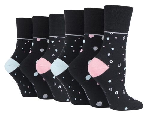 6 Pairs Ladies Gentle Grip Non Elastic Socks 4-8 UK (SOLRH219G3-X6) (4-8 UK)