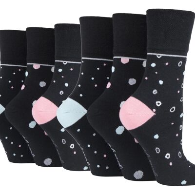 6 Pairs Ladies Gentle Grip Non Elastic Socks 4-8 UK (SOLRH219G3-X6) (4-8 UK)