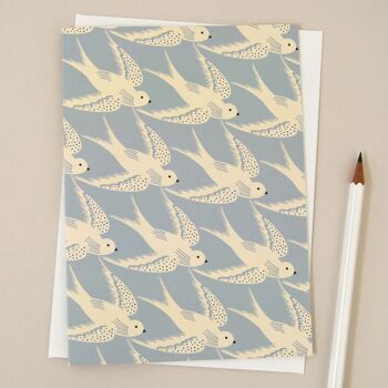 Carte de vœux déco oiseaux en bleu