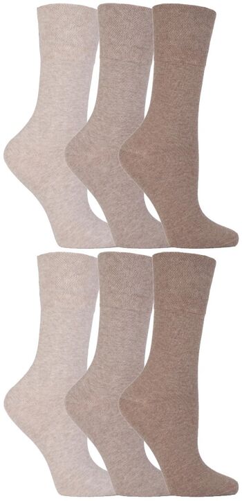 Gentle Grip - 6 paires de chaussettes pour femmes diabétiques avec haut en nid d'abeille et coutures d'orteils liées à la main (GGLDIABEI) (4-8 UK) 1