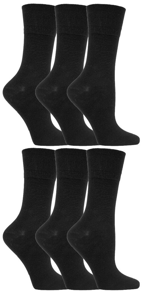 Gentle Grip - 6 Pairs of Ladies Diabetic Sock with Honey Comb Top and Hand linked Toe Seams (GGLDIABLK) (4-8 UK)