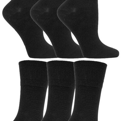 Agarre suave: 6 pares de calcetines para diabéticos de mujer con parte superior tipo panal y costuras unidas a mano en los dedos (GGLDIABLK) (4-8 UK)