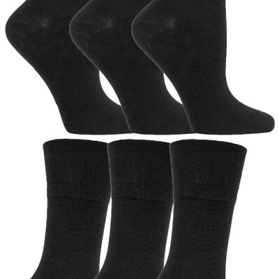 Gentle Grip - 6 Pairs of Ladies Diabetic Sock with Honey Comb Top and Hand linked Toe Seams (GGLDIABLK) (4-8 UK)