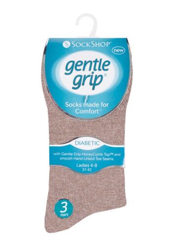 Gentle Grip - 6 paires de chaussettes pour femmes diabétiques avec dessus en nid d'abeille et coutures d'orteils liées à la main (GGLDIABRO) (4-8 UK) 2