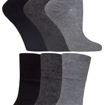 Agarre suave: 6 pares de calcetines para diabéticos de mujer con parte superior tipo panal y costuras unidas a mano en los dedos (GGLDIAGRY) (4-8 UK)