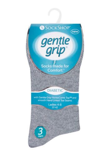 Gentle Grip - 6 paires de chaussettes pour femmes diabétiques avec dessus en nid d'abeille et coutures d'orteils liées à la main (GGLDIAGRY) (4-8 UK) 2