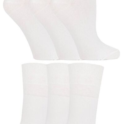 Gentle Grip - 6 Pairs of Ladies Diabetic Sock with Honey Comb Top and Hand linked Toe Seams (GGLDIAWTE) (4-8 UK)