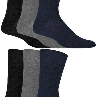 Gentle Grip - Paquete múltiple de 6 pares de calcetines para diabéticos para hombre con parte superior tipo panal y costuras unidas a mano en los dedos (GGMDIABNG) (6-11 UK)