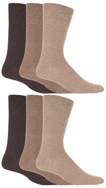 Gentle Grip - Lot de 6 paires de chaussettes diabétiques pour homme avec haut en nid d'abeille et coutures liées à la main (GGMDIABRO) (6-11 UK) 1