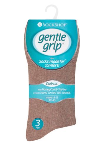 Gentle Grip - Lot de 6 paires de chaussettes diabétiques pour homme avec haut en nid d'abeille et coutures liées à la main (GGMDIABRO) (6-11 UK) 2