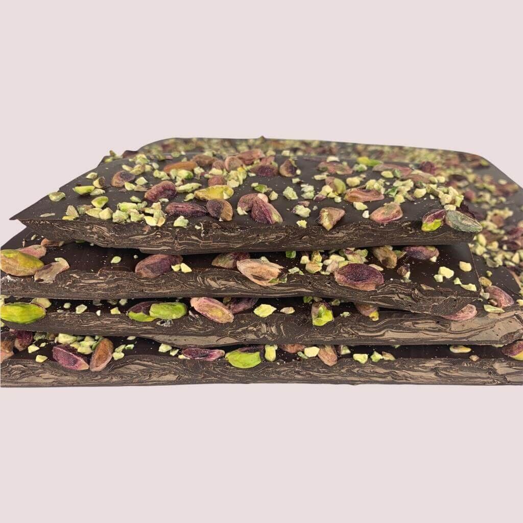 Cioccolato Fondente a Pezzettoni con Pistacchio 250gr