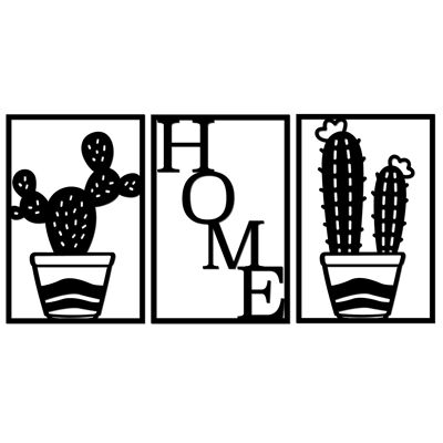 Home cactus triptych painting