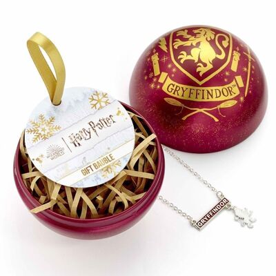 Offizielle Harry Potter Gryffindor Weihnachtskugel mit Hauskette