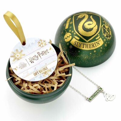 Offizielle Harry Potter Slytherin Weihnachtskugel mit Hauskette