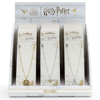 Boîte de présentation Harry Potter contenant 10 colliers Reliques de la mort, Vif d'or et Retourneur de temps 2
