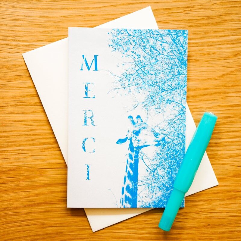 A6 Tier-Dankeskarte – Danke Léa die Giraffe – Doppelkarte mit Umschlag