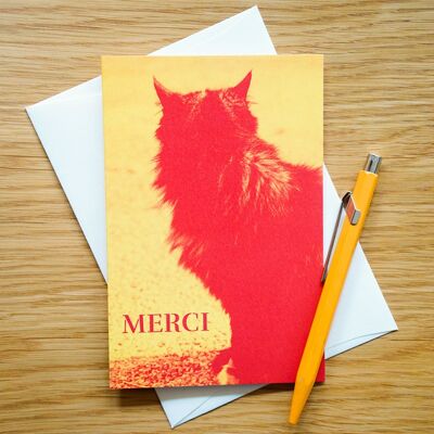 Carte de remerciements A6 - Merci Gustave le chat - Carte double avec enveloppe
