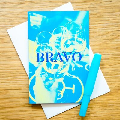 A6-Glückwunschkarte – Bravo Lasst uns anstoßen! - Doppelkarte mit Umschlag