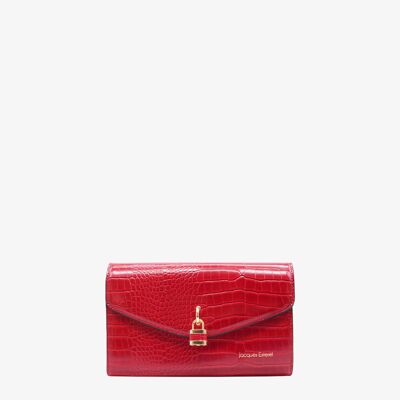 Pochette Tifenn con catena dorata in finto coccodrillo - rossa