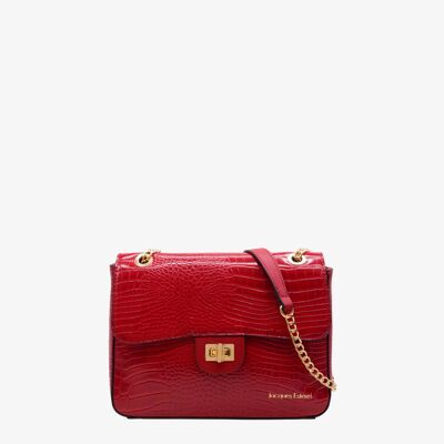 Borsa Tifenn con catena in finto coccodrillo - rossa