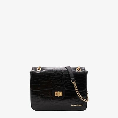 Bolso con cadena Tifenn Faux Croc - Negro