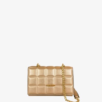 Mila trotter bag with quilted pattern - Gold