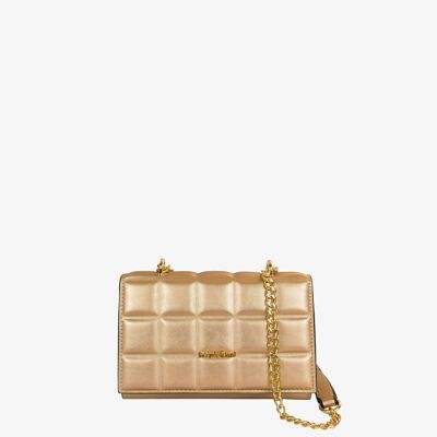Mila trotter bag with quilted pattern - Gold