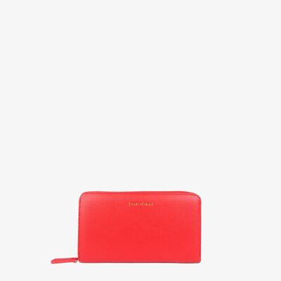 Zipped checkbook holder Zoé - Red