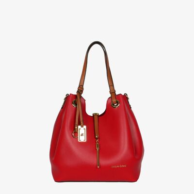 Abby Shoulder Bucket Bag - Red