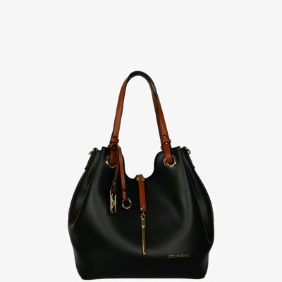 Abby Shoulder Bucket Bag - Black