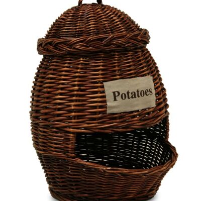 Patatera o cesto para guardar patatas y cebollas con tapa.