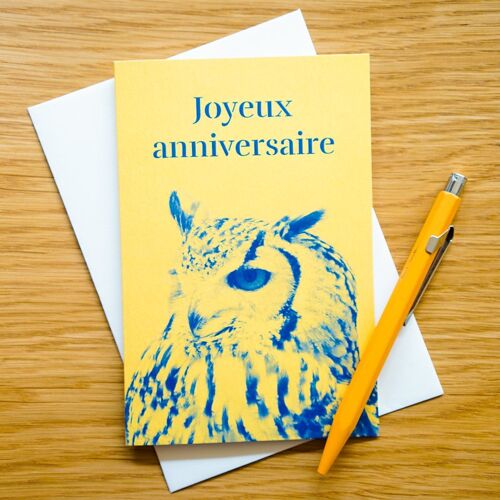 Carte d'anniversaire A6 - Joyeux anniversaire Mylène la chouette - Carte double avec enveloppe