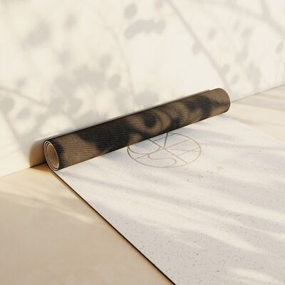 White yoga mat made of natural rubber and cork