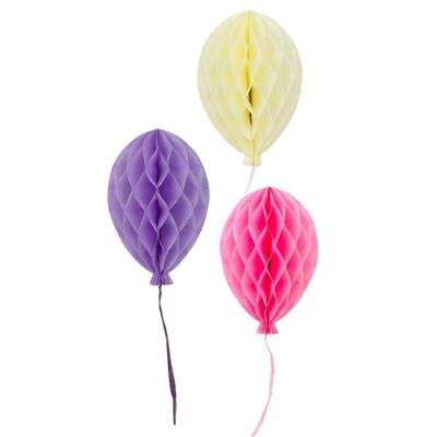 Pink Wabenballons Dekorationen - 3er Pack