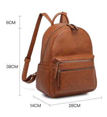 Grand Sac à Dos Scolaire Mode Voyage Casual Daypack Sac à Dos Sac à Dos Léger Imperméable en Cuir PU pour Voyage/Affaires/Université - A36640m marron 2