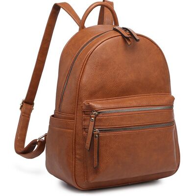 Large School Backpack Fashion Travel Casual Daypack Rucksack Water-Proof Light Weight PU Leather Bag for Travel/Business/College - A36640m brown