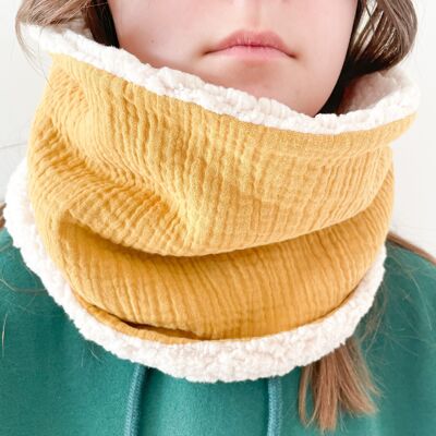 Snood tour de cou enfant adulte moutarde