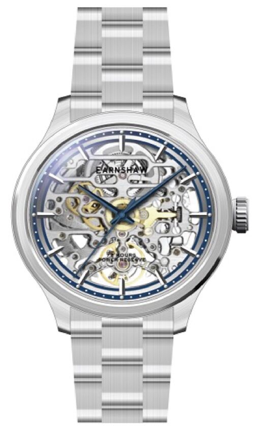 ES-8229-22 - Montre homme automatique squelette Earnshaw - Bracelet acier inoxydable - 3 aiguilles