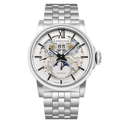 ES-8241-11 - Reloj Earnshaw Skeleton Automático para Hombre - Correa de Acero Inoxidable - 3 Agujas