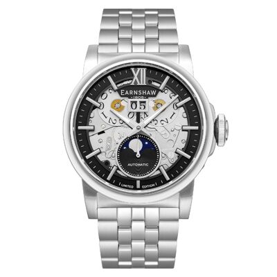 Orologio da uomo automatico Earnshaw Skeleton ES-8241-22 - Cinturino in acciaio inossidabile - 3 lancette