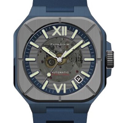 ES-8258-04 - Earnshaw Skeleton Automatic Men's Watch - Silicone Strap - 3 Hands with Date