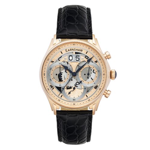 ES-8260-05 - Montre homme quartz chronographe Earnshaw - Bracelet cuir - Date